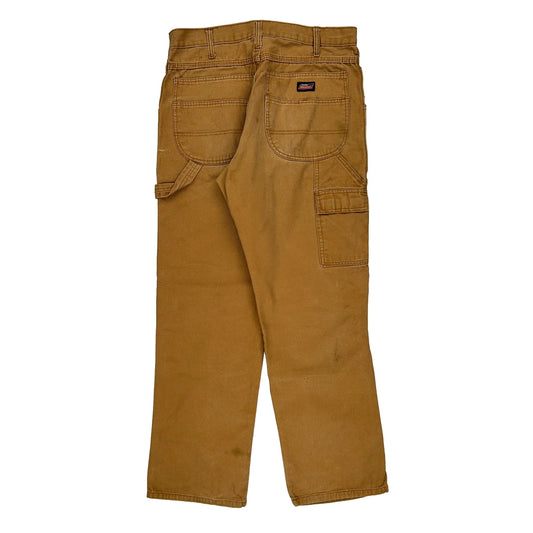Dickies Double Knee Carpenter Trousers - 34W 32L Brown Cotton