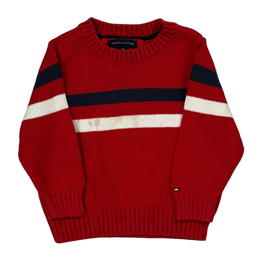 Age 18 Months Tommy Hilfiger Striped Jumper - 2XS Red Cotton