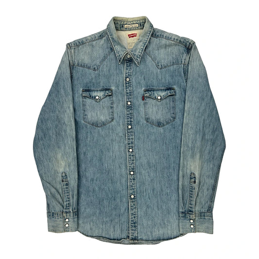 Levis Slim Fit Denim Shirt - Large Light Wash Cotton