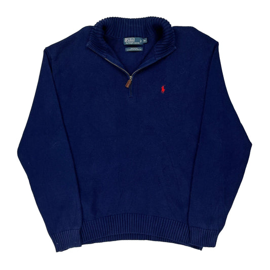 Polo By Ralph Lauren 1/4 Zip - XL Blue Cotton