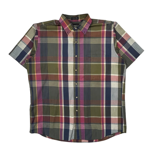 Vintage Gant Checked Short Sleeve Shirt - Large Multicoloured Cotton Blend