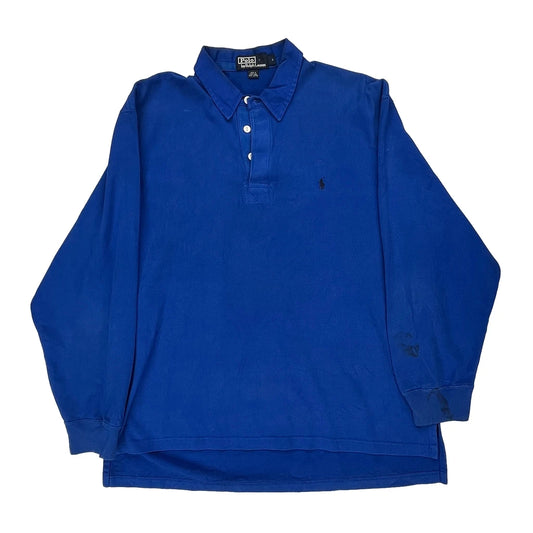 Polo By Ralph Lauren Long Sleeve Polo Shirt - Large Blue Cotton