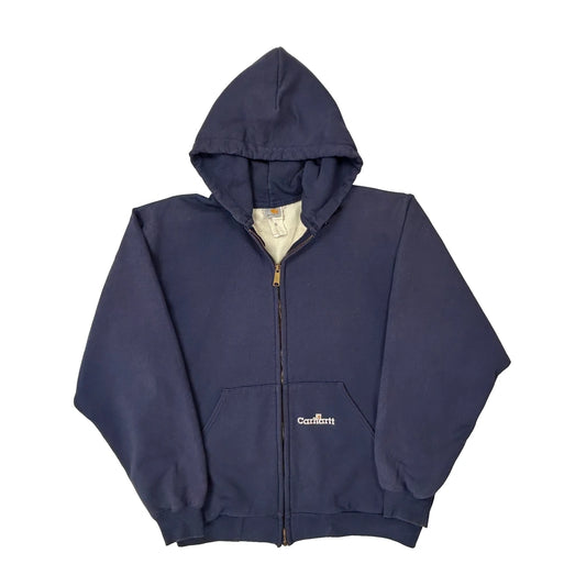 Thermal Lined Carhartt K129 Full Zip Hoodie - Medium Navy Cotton