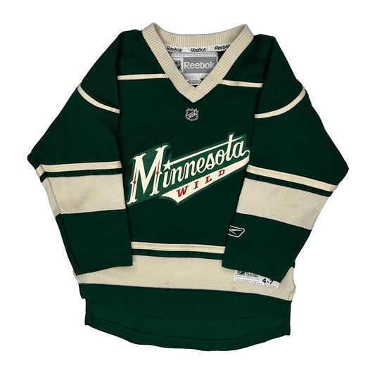 Vintage Age 6-7 Minnesota Wild Reebok Nhl Jersey - Small Green Polyester