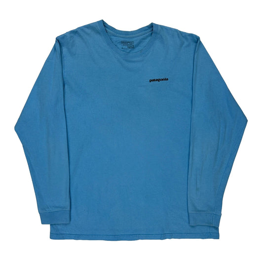 Patagonia Long Sleeve T-Shirt - Large Blue Cotton