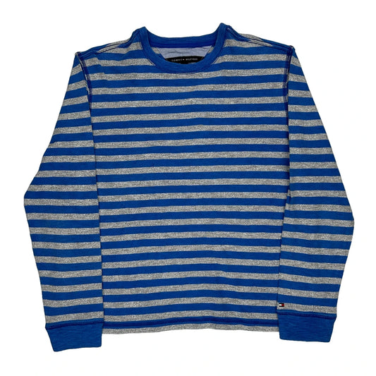 Tommy Hilfiger Striped Jumper - Large Blue Cotton