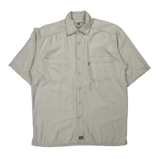 Levis Utility Work Short Sleeve Shirt - Small Beige Cotton