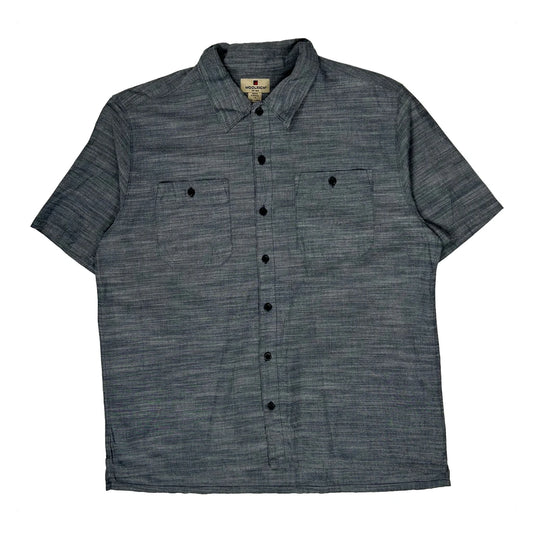 Vintage Woolrich Striped Short Sleeve Shirt - Large Grey Cotton