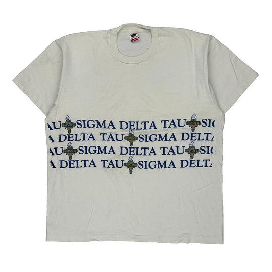 Delta Tau Sigma Fruit Of The Loom Single Stitch T-Shirt - XL White Cotton