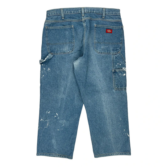 Paint Splatters Dickies Carpenter Jeans - 36W 26L Blue Cotton