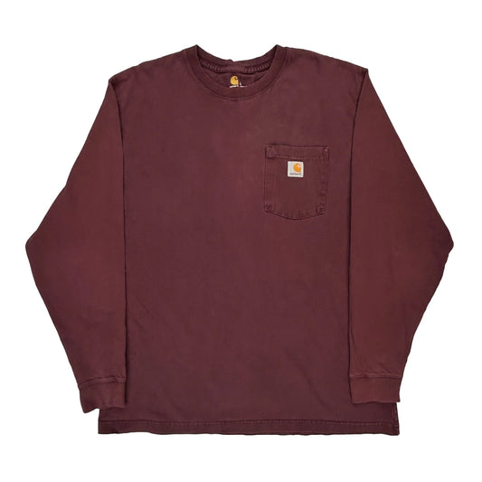 Original Fit Carhartt Long Sleeve T-Shirt - Large Burgundy Cotton