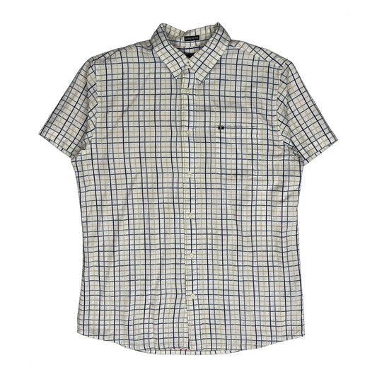 Nautica Checked Short Sleeve Shirt - Large White Cotton