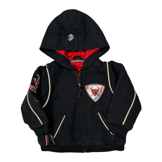 Vintage Age 3 Rocawear Graphic Fleece Jacket - 2XS Black Wool Blend