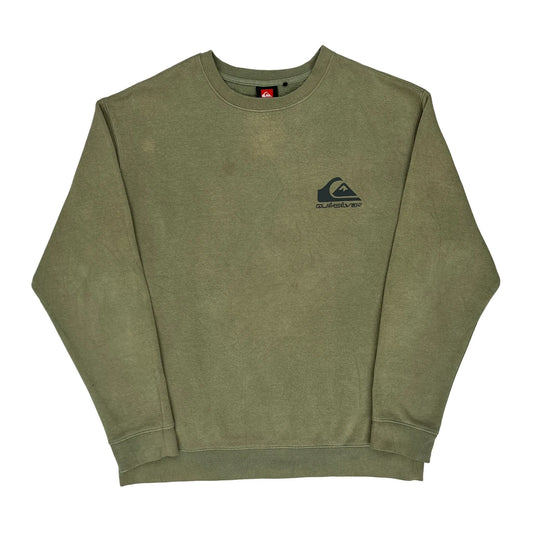 Quiksilver Graphic Sweatshirt - Large Khaki Cotton Blend