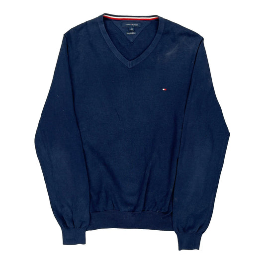 Tommy Hilfiger V-Neck Jumper - Large Navy Cotton