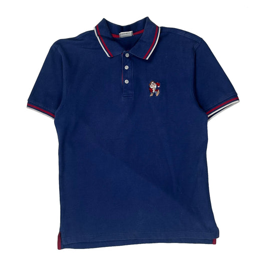 Disney Striped Polo Shirt - Medium Navy Cotton