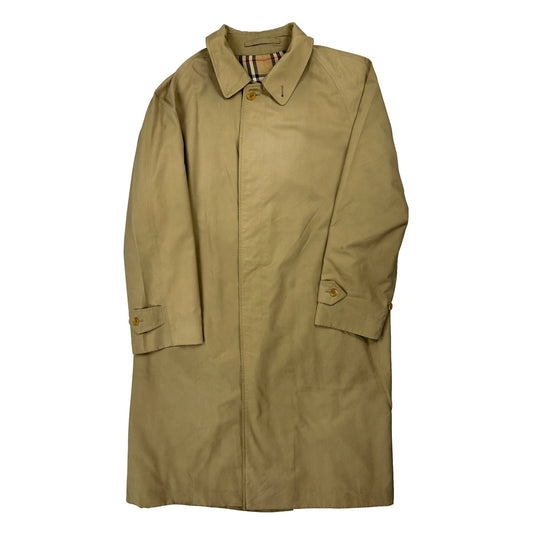Burberry Checked Trench Coat - Large Beige Cotton