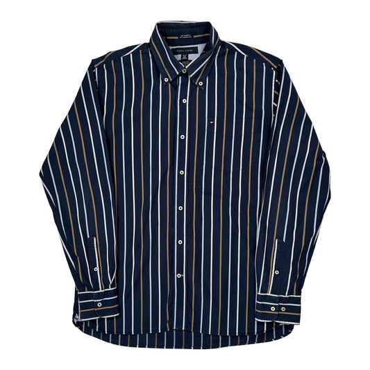 Tommy Hilfiger Striped Shirt - Large Blue Cotton