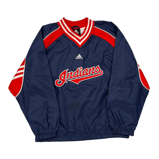 Age 7 Indians Adidas Windbreaker - Large Navy Polyester