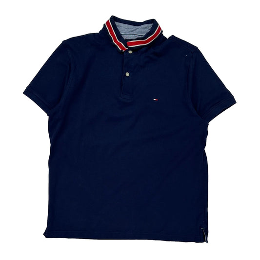 Tommy Hilfiger Striped Polo Shirt - Medium Navy Cotton