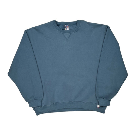 90S Blank Russell Athletic Sweatshirt - XL Blue Cotton