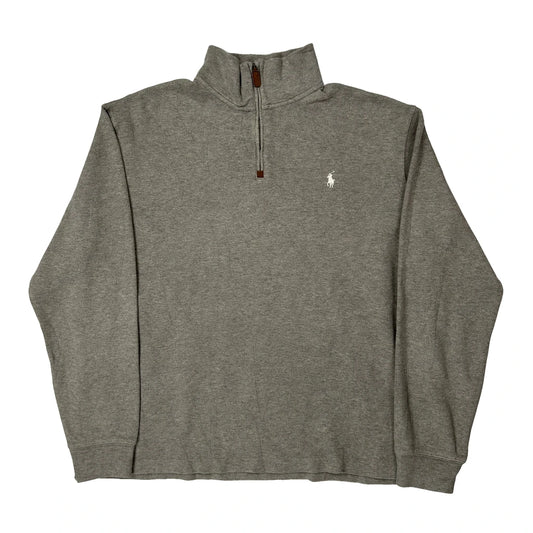 Vintage Polo By Ralph Lauren 1/4 Zip - XL Grey Cotton