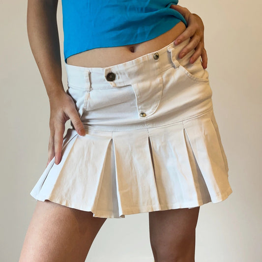 Vintage white Unbranded Pleated Skirt - womens 28" waist