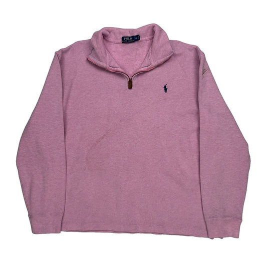 Polo By Ralph Lauren 1/4 Zip - XL Pink Cotton