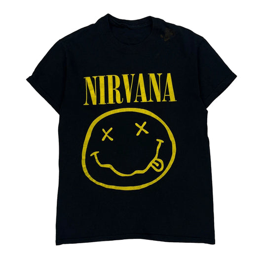 Smiley Face Logo Nirvana Band T-Shirt - XS Black Cotton