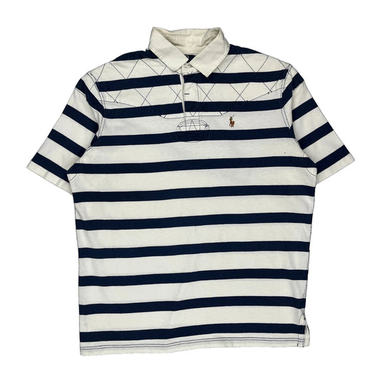Polo By Ralph Lauren Striped Polo Shirt - Medium Navy Cotton