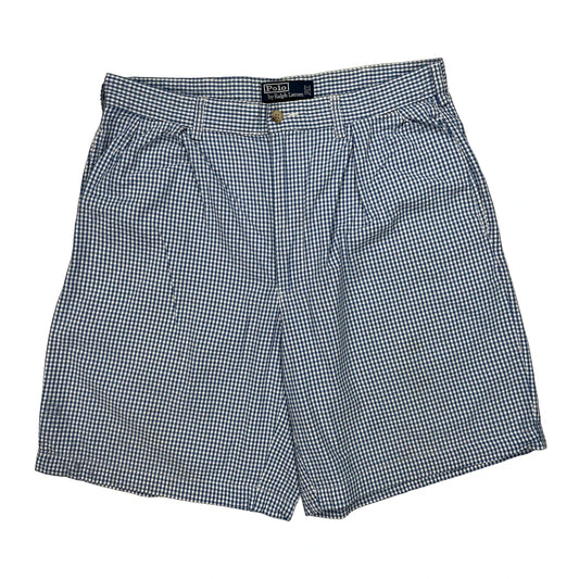 Polo By Ralph Lauren Checked Shorts - 33W 7L Blue Cotton