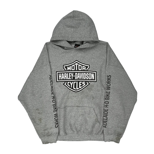 Harley Davidson Graphic Hoodie - 3XL Grey Cotton