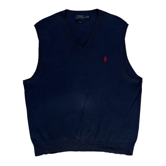 Vintage Polo By Ralph Lauren Sweater Vest - XL Navy Cotton