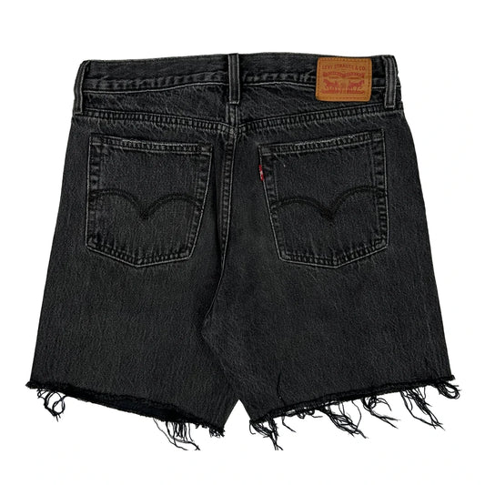 Vintage Levis Cut Off Denim Shorts - 30W UK 10 Black Denim