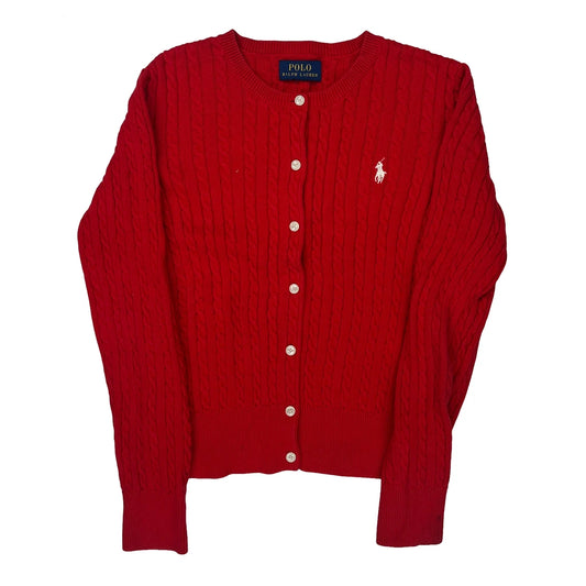 Age 8-9 Polo By Ralph Lauren Cardigan - Medium Red Cotton