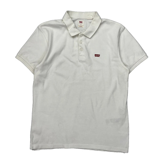 Levis Polo Shirt - Medium White Cotton