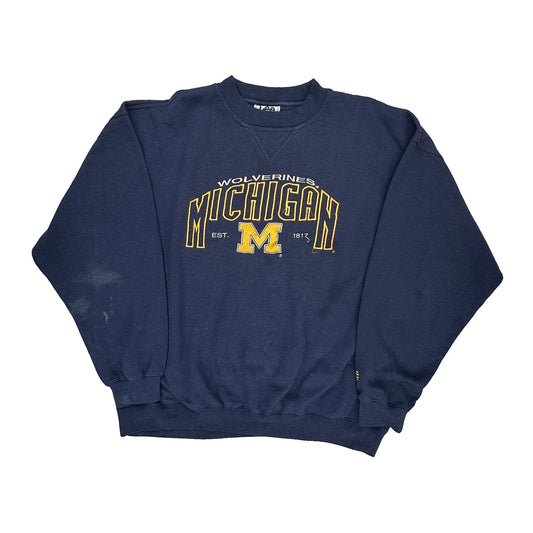Wolverines Lee Sport College Sweatshirt - XL Navy Polyester Blend