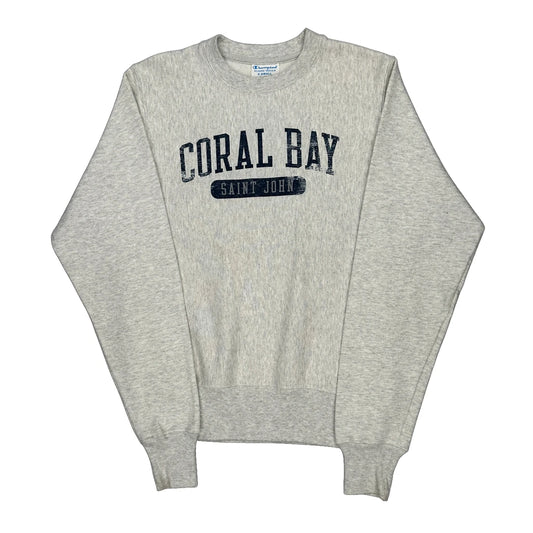Coral Bay Saint John Champion Spellout Sweatshirt - XS Grey Cotton Blend
