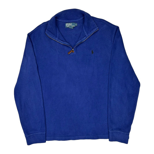 Vintage Polo By Ralph Lauren 1/4 Zip - Large Blue Cotton