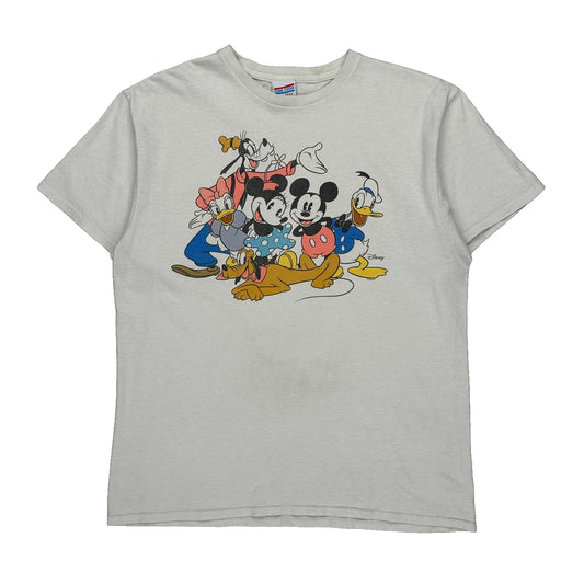 Mickey Mouse And Friends Disney Cartoon T-Shirt - Medium White Cotton