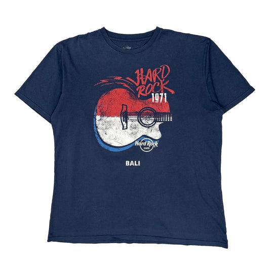 Bali Hard Rock Cafe Graphic T-Shirt - Large Blue Cotton