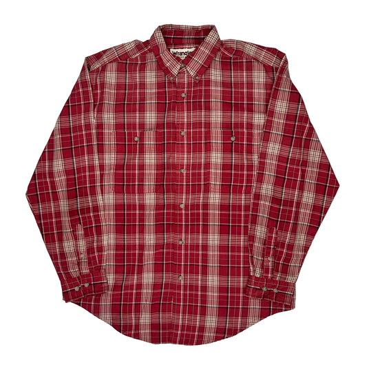 Vintage Wrangler Checked Flannel Shirt - Large Red Cotton