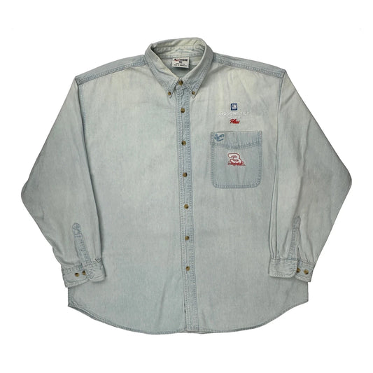 Goodwrench Service Plus Chase Authentics Nascar Denim Shirt - 2XL Light Wash Cotton