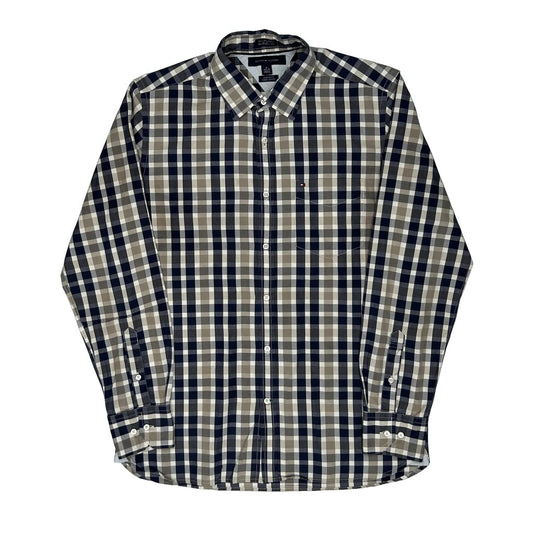 Vintage Tommy Hilfiger Checked Shirt - Medium Blue Cotton