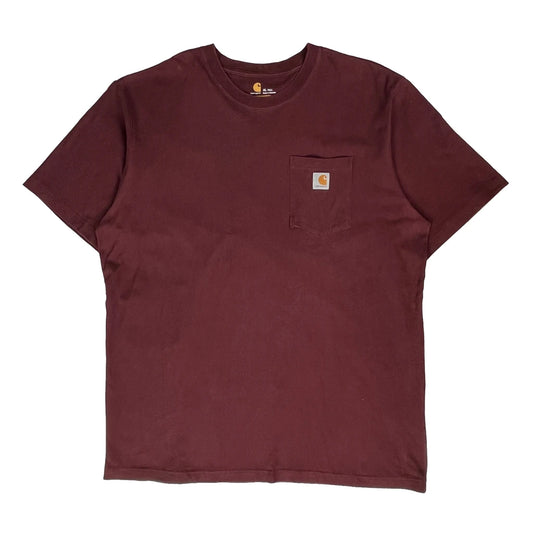 Vintage Carhartt Tall T-Shirt - XL Burgundy Cotton