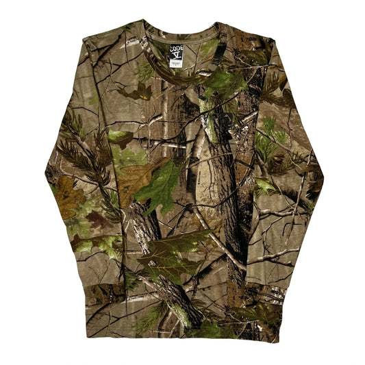 Vintage Code 5 Camo Long Sleeve T-Shirt - Small Camo Cotton