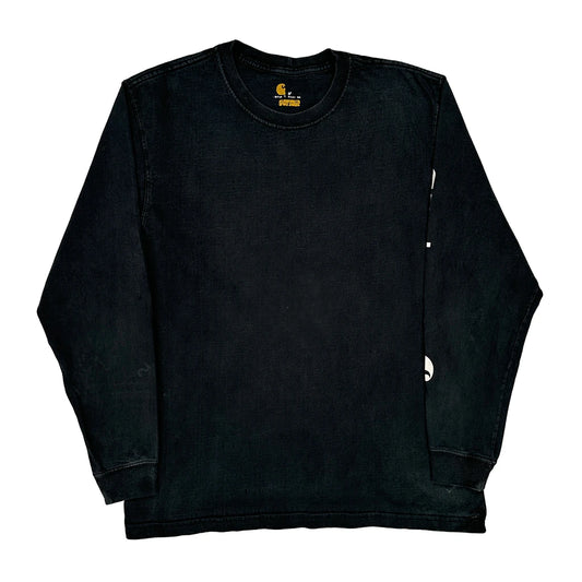 Carhartt Spellout Long Sleeve T-Shirt - Medium Black Cotton