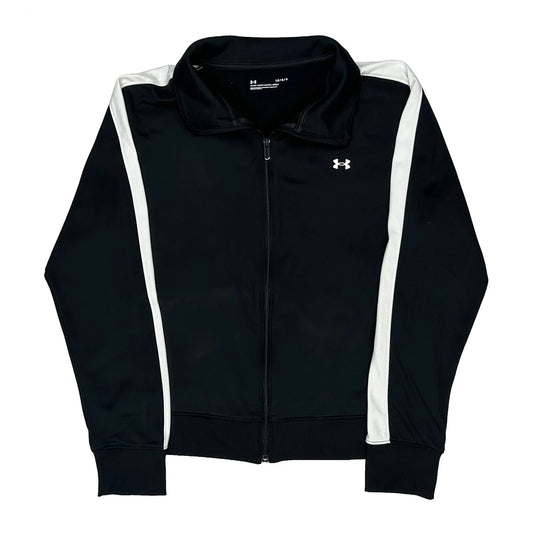 Vintage Under Armour Fitted Track Jacket - Large Black Polyester