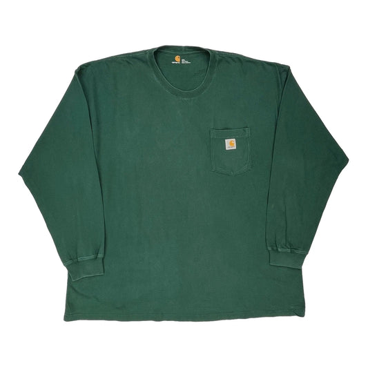 Carhartt Long Sleeve T-Shirt - 2XL Green Cotton