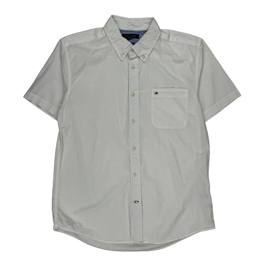 Tommy Hilfiger Short Sleeve Shirt - Large White Cotton